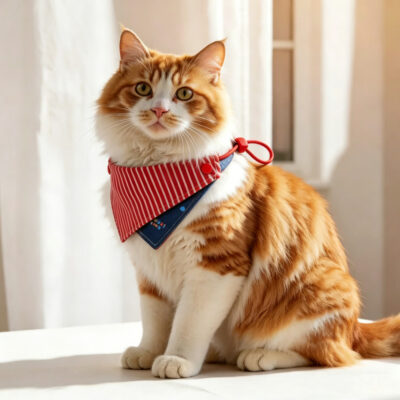 Retro Red Striped Reversible Pet Bandana