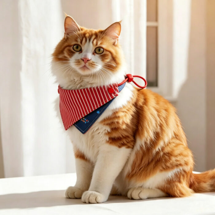 Retro Red Striped Reversible Pet Bandana